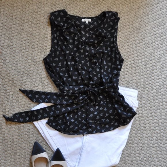MAX STUDIO Sleeveless Ruffle Wrap Top | Size L - Picture 1 of 4